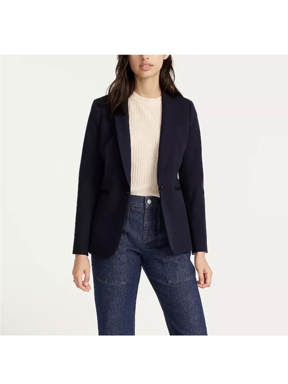 J. Crew Navy Single-Button Notch Lapel Blazer